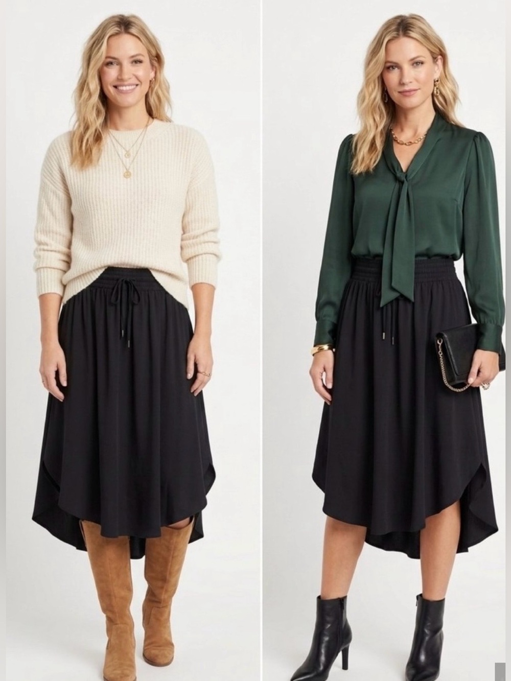 lululemon athletica Black High-Low Drawstring Midi Skirt